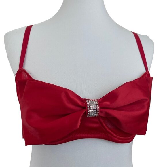 Victoria's Secret Other - Victoria's Secret Dream Angels Red Satin Bow Bling Sling Push Up Bra